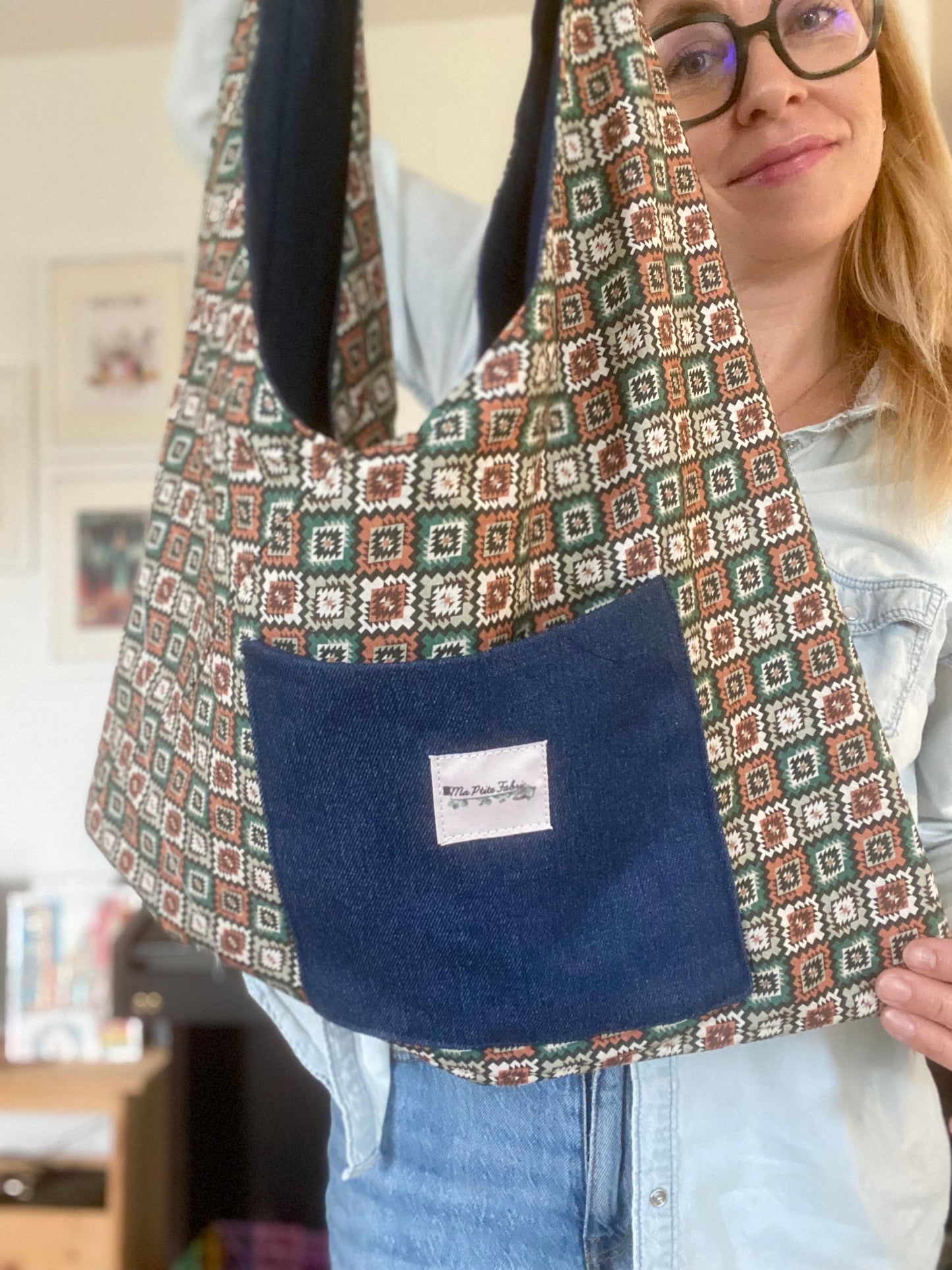 Tote bag origami réversible